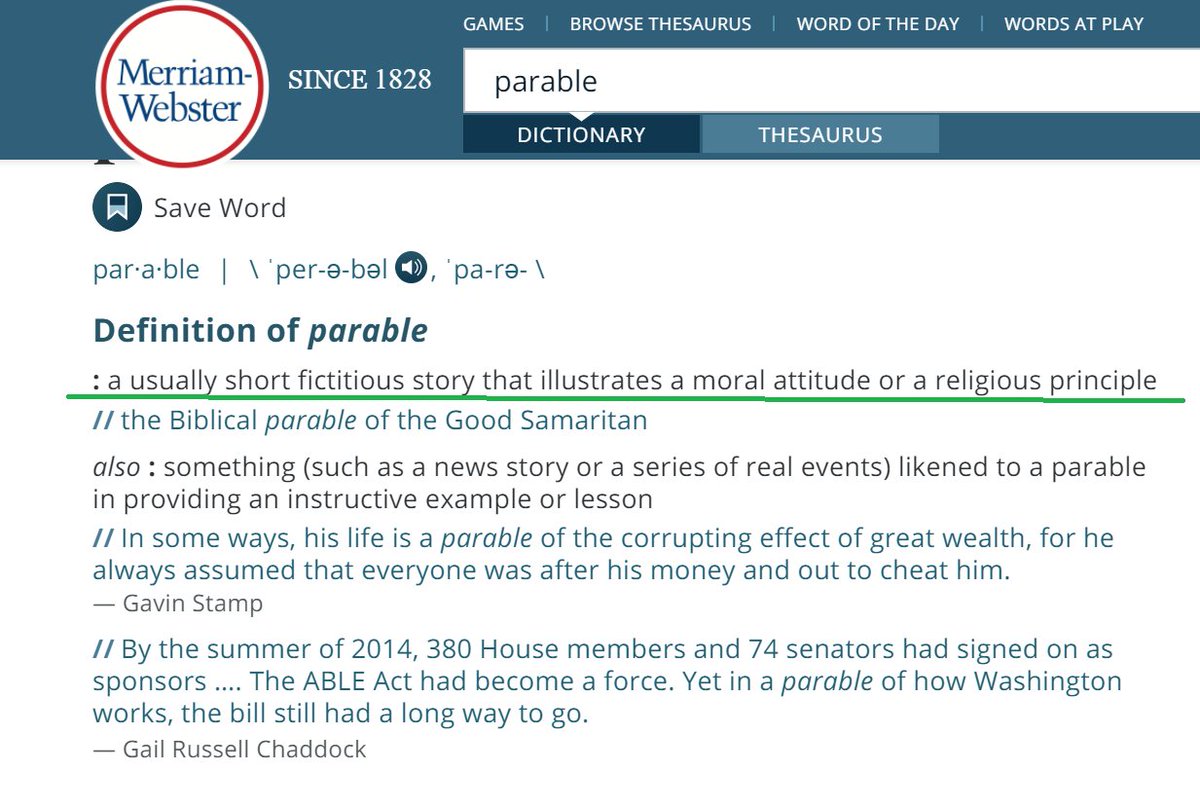 Some lowlife attention seekers are calling this story a "fiction", trying to malign me & my work for sharing this "ahistorical" story They should rather learn basic English before reading my tweets. I used the word "parable" to describe the story. This is what a 'parable' means