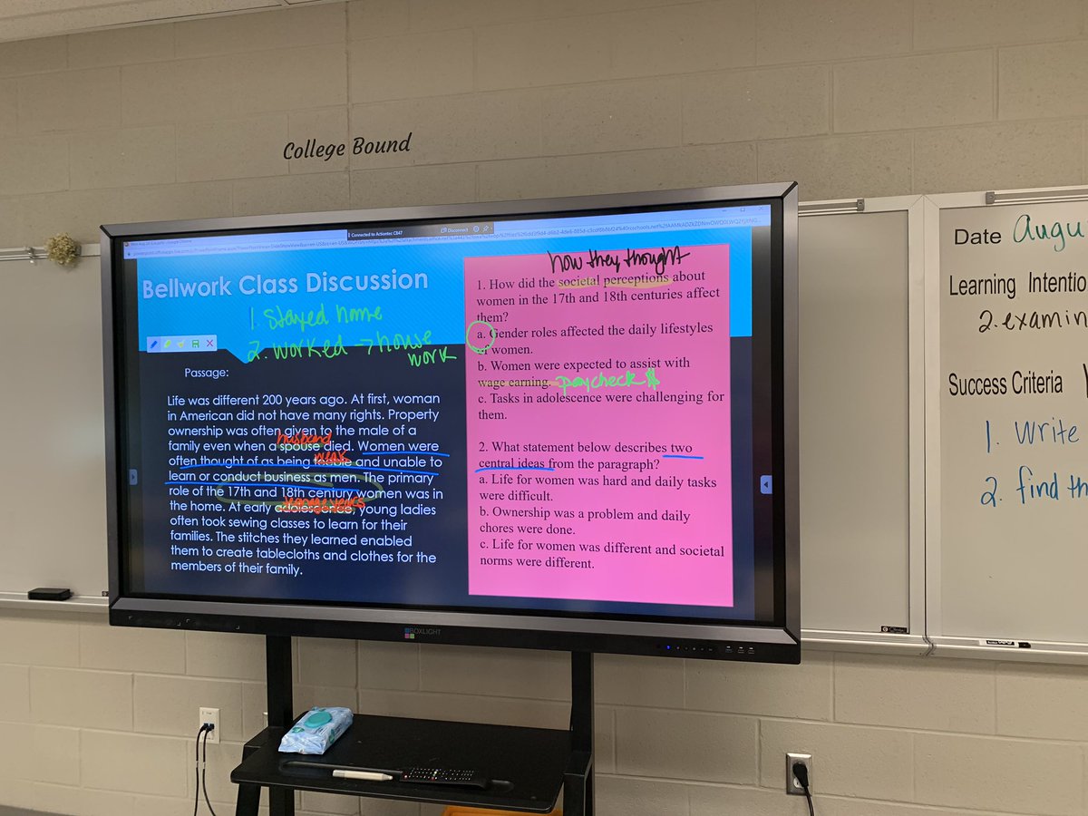 oms_mrs_beasley's tweet photo. Taking time to annotate bell work while deconstructing the question. #alwayswhy #backtoELA https://t.co/jWI9jfKW7Y