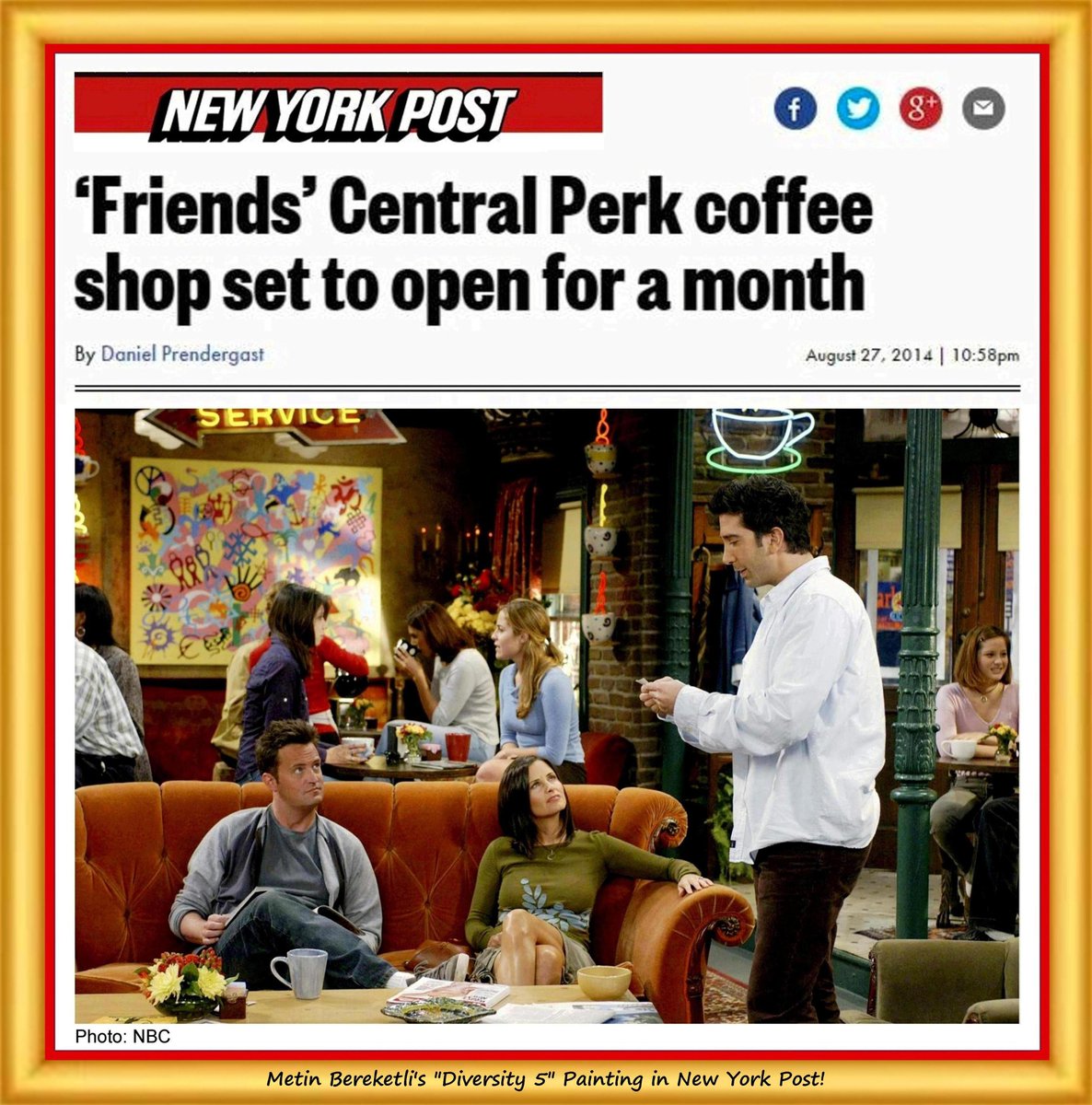 HealingPainter's tweet photo. Great memories... 
Metin Bereketli's "Diversity 5" (yellow) Painting in New York Post!
Metin's "Diversity 5" painting broadcast on Central Perk Coffee Shop of NBC’s smash TV series FRIENDS. 
https://t.co/bt6oNztSt4 https://t.co/Kb7bzHDSjH