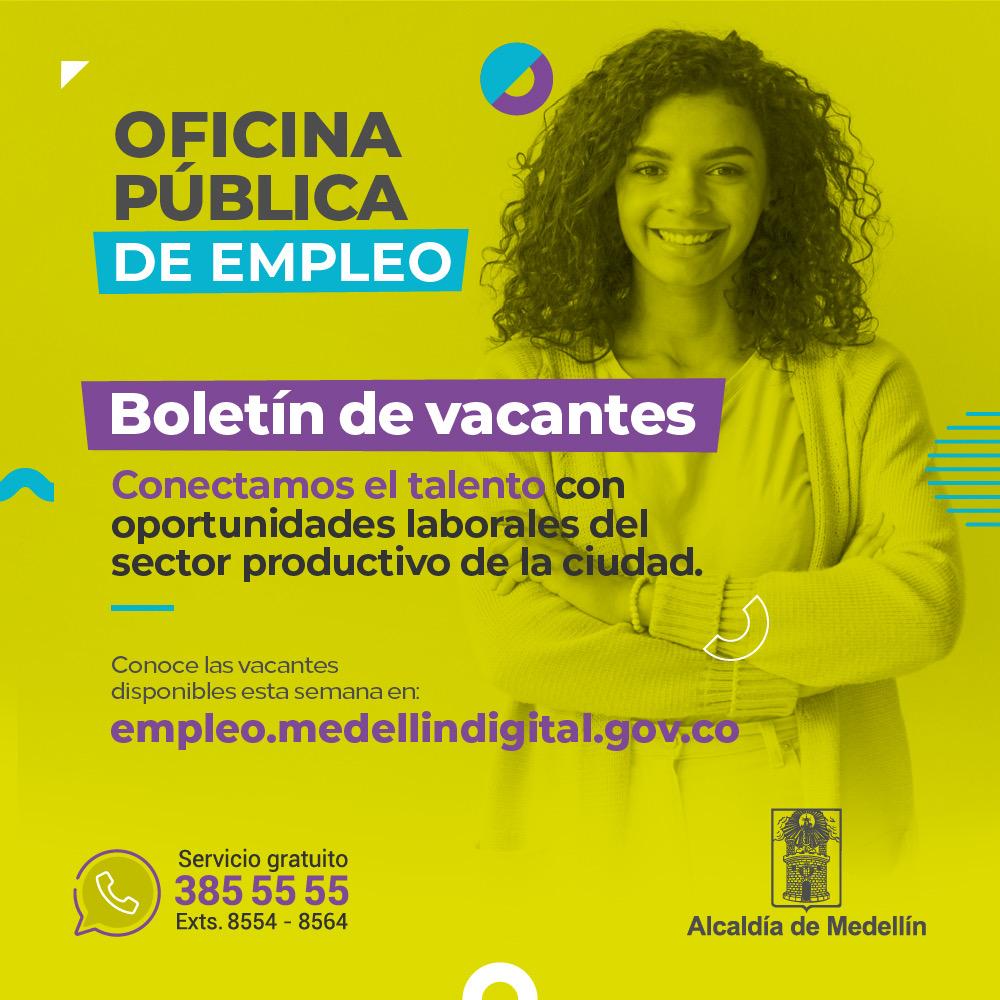 AlcaldiadeMed's tweet photo. 🔎 ¿Estás buscando trabajo? Nosotros buscamos tu talento para conectarlo con las oportunidades laborales de la ciudad. 
Conoce las vacantes disponibles esta semana en >> https://t.co/tAN2Lndbxr. https://t.co/piFDrWVpG5
