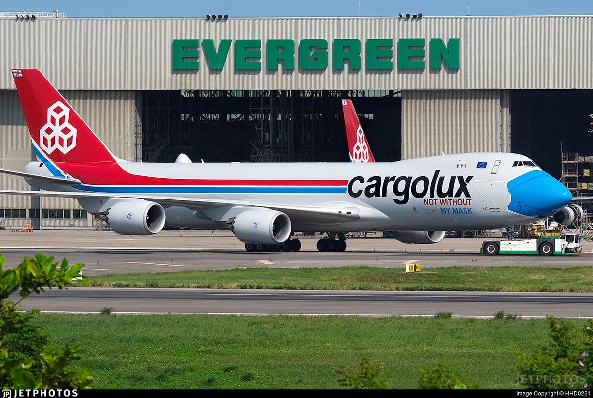 JetPhotos's tweet photo. ✈️😷 @Cargolux_Intl’s new ‘Not without my mask’ special livery 747 in Taipei. https://t.co/9DiAQF9l1v © HHD0221 https://t.co/aAGzFH5urn
