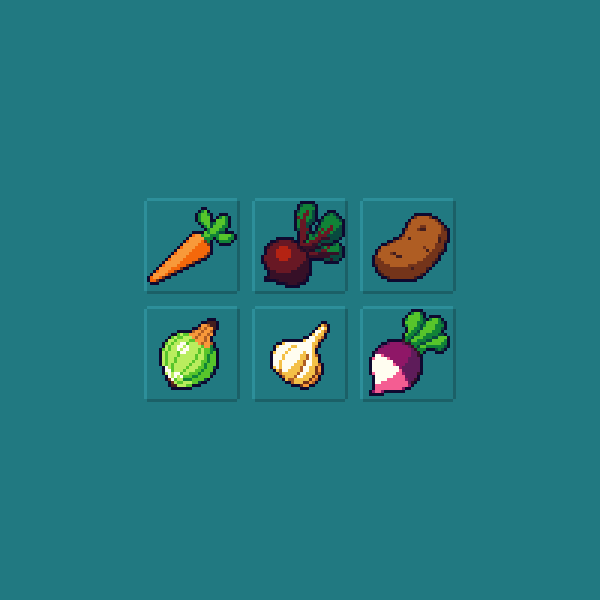 manuadvance's tweet image. my #set of #RootVegetables 30x30 

@Pixel_Dailies #pixel_dailies #pixelart #piskel