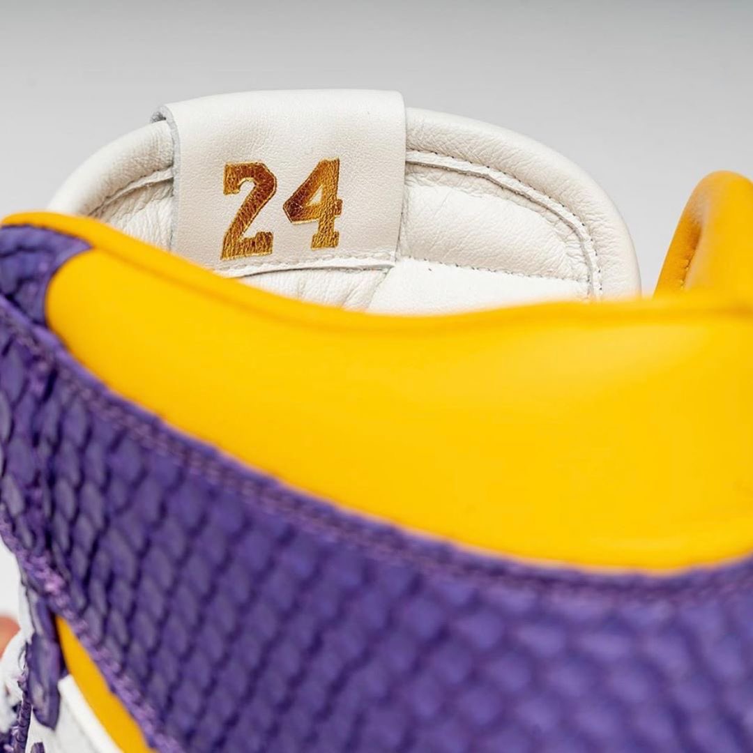 MoneyMan's tweet photo. “Mamba Money” Air Jordan 1’s created by the @theshoesurgeon 💜💛 https://t.co/qI1zfqb60q