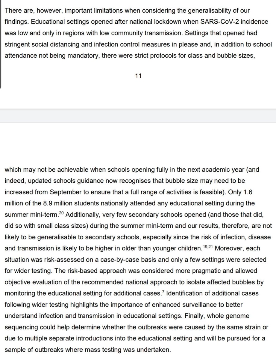 28/ Very few situations were selected for mass testing which the report says makes its findings less reliable.Says that enhanced surveillance and mass testing is required to better understand this