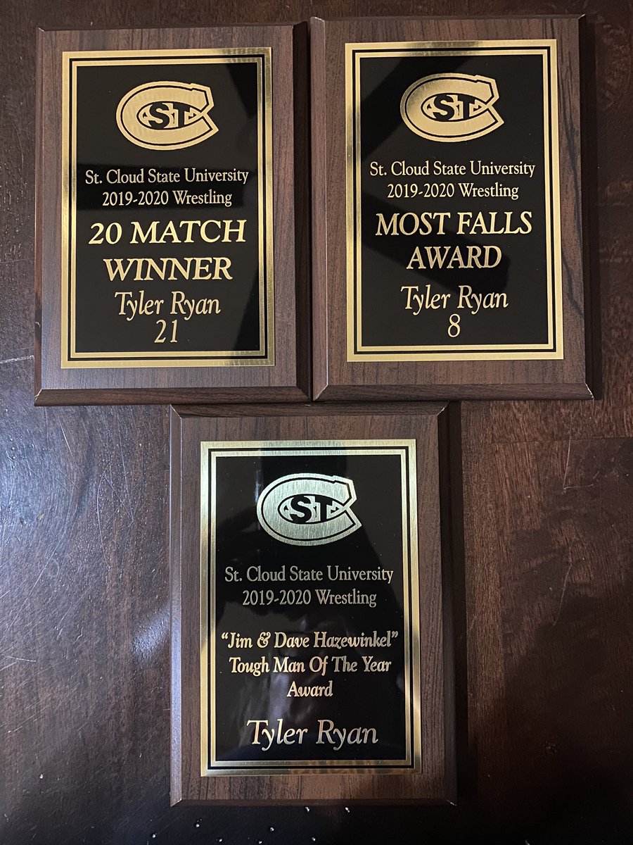 Ryan13Molly's tweet photo. @Tyler_M_Ryan So proud of this kid!  Ty went to the SCSU wrestling team meeting today and realized he won these awards from last season! #SCSUWrestling #proudmama https://t.co/vMk0i4I8TG