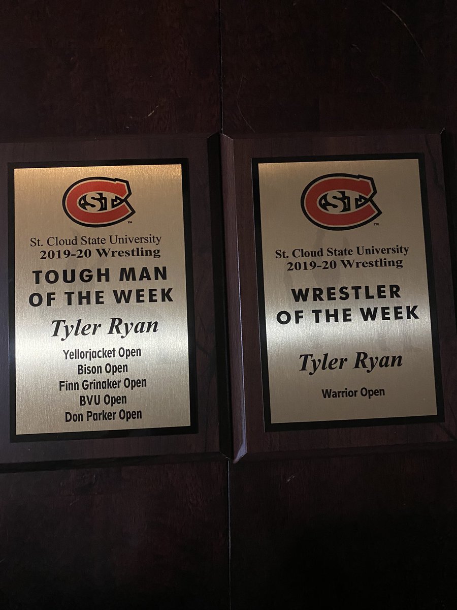 Ryan13Molly's tweet photo. @Tyler_M_Ryan So proud of this kid!  Ty went to the SCSU wrestling team meeting today and realized he won these awards from last season! #SCSUWrestling #proudmama https://t.co/vMk0i4I8TG