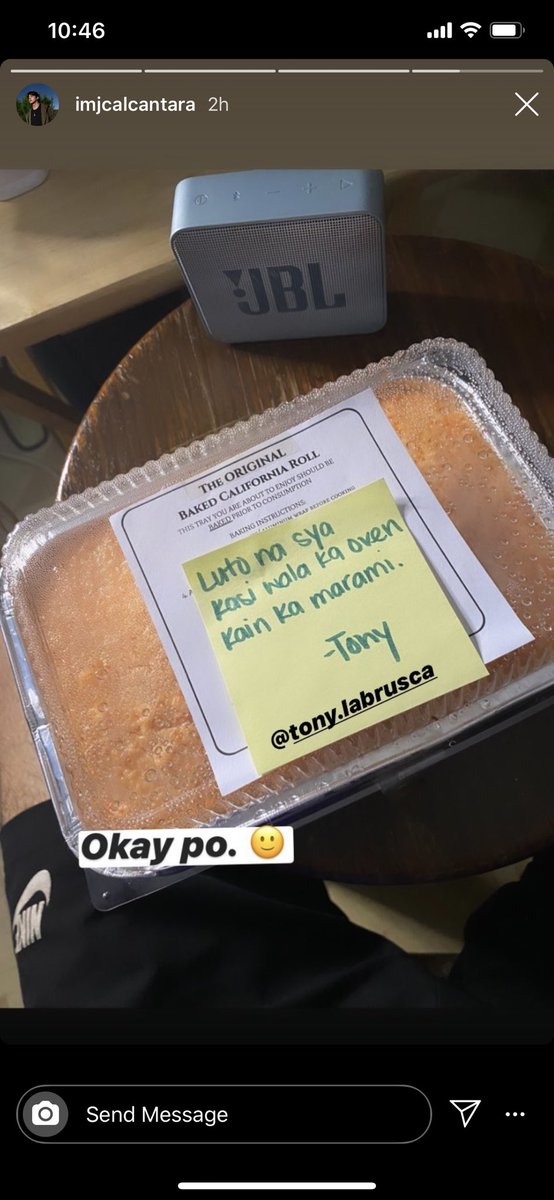 When Tony sent Baked California Roll (along with an OVEN TOASTER, given to him by the sweet M.I.L. aka Ms Angel Jones). 