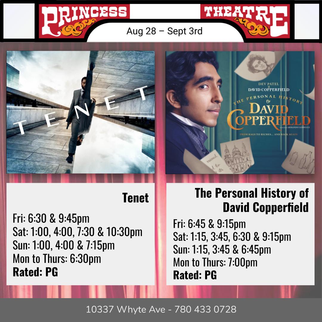 princessonwhyte's tweet photo. We at the Princess are getting ready for a big weekend. First  up, Christopher Nolan's long awaited cerebral blockbuster TENET. And second, we have Armando Iannucci's critically revered, crowd pleasing take on the classic Dickens' Novel, THE PERSONAL HISTORY OF DAVID COPPERFIELD. https://t.co/I8bDsxO8EI