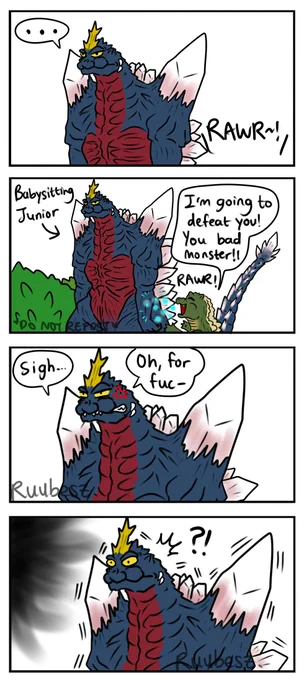 Junior is getting along with SpaceGodzilla so well!
#Godzilla #ゴジラ 