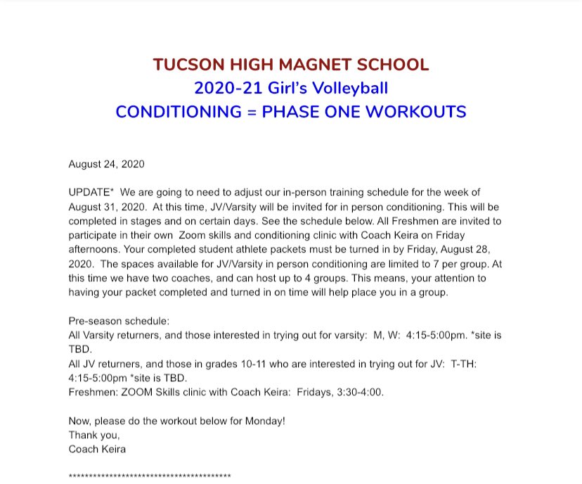 THS_GVball's tweet photo. On campus workouts will start 8/31. Please keep in mind if you’re wanting to participate in any on campus workouts you have to be cleared to do so by the athletic office. Details in 3rd picture &amp; all links are at https://t.co/1LjiUnBXGz https://t.co/pFG1PAlDzS