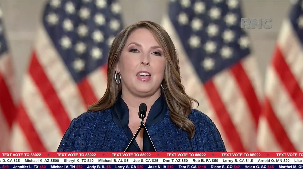 Democrats started convention with Eva Longoria, who played a housewife, says Ronna Romney McDaniel, who adds that she's a real housewife who is only second woman to run GOP.