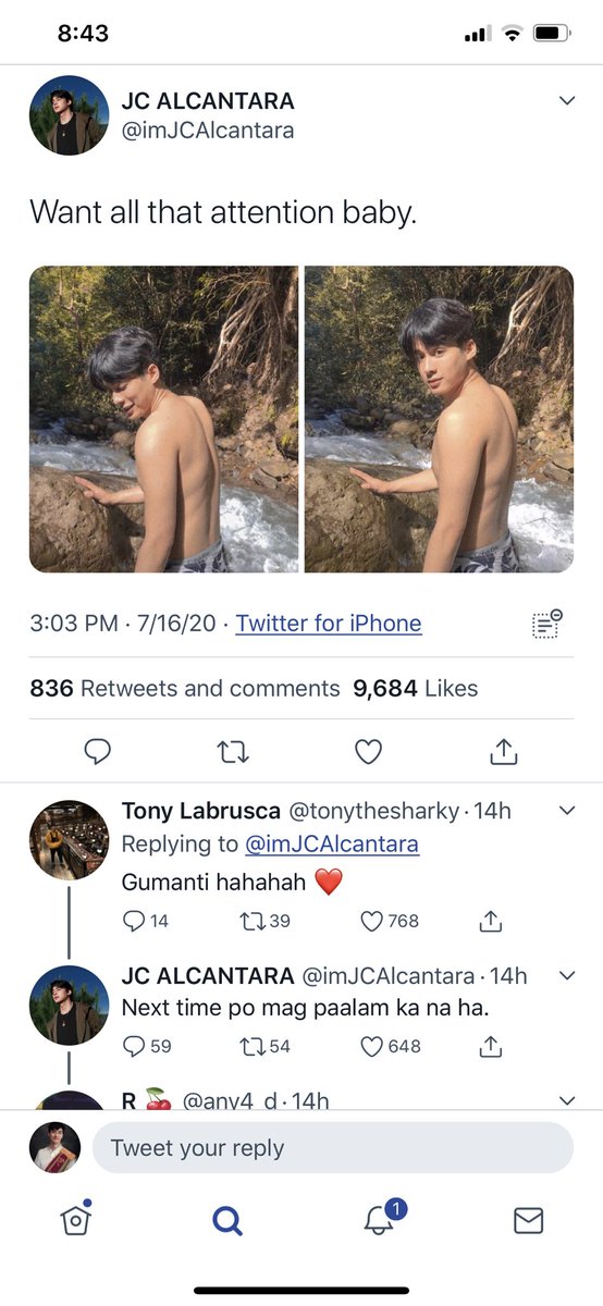 ...and JC posted a retaliation by flaunting his alabaster like skin in the sun— and Tony reacted like this . spell T-A-L-I-P-A-N-D-A-S. right in front of my salad?! the audacity 