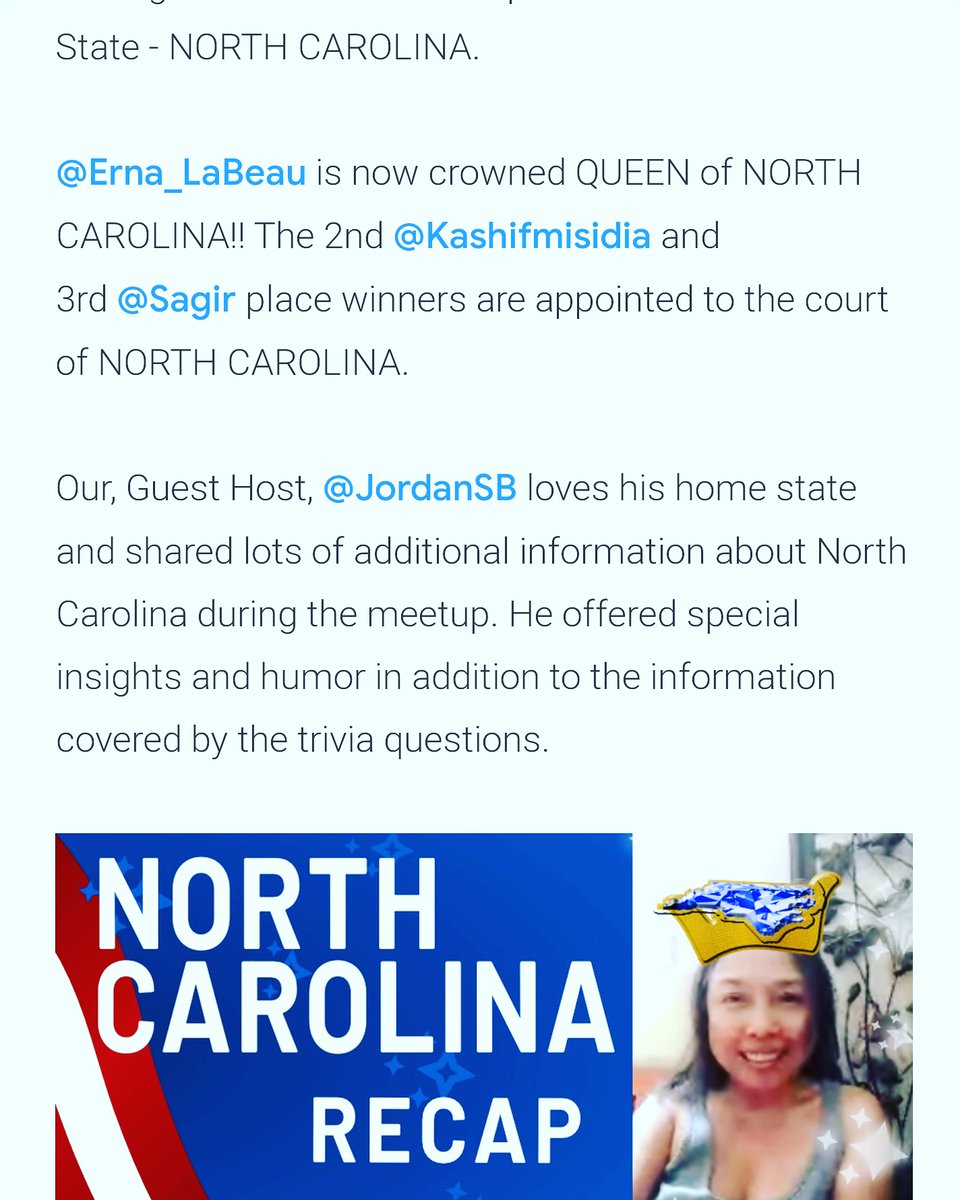 AdventuresErna's tweet photo. Yay ... Queen of North Carolina #StateChallenge #Michiganlocalguides #googlelocalguides https://t.co/ZqrSjGvHX6