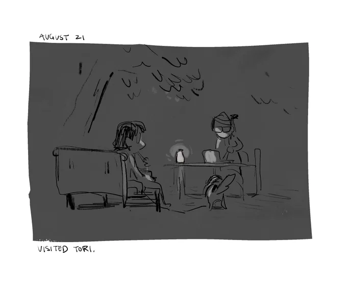 Been trying to do some low pressure journal comics whenever I have the energy to. Nice to have something to sit down and draw just for me. Here's two I liked 