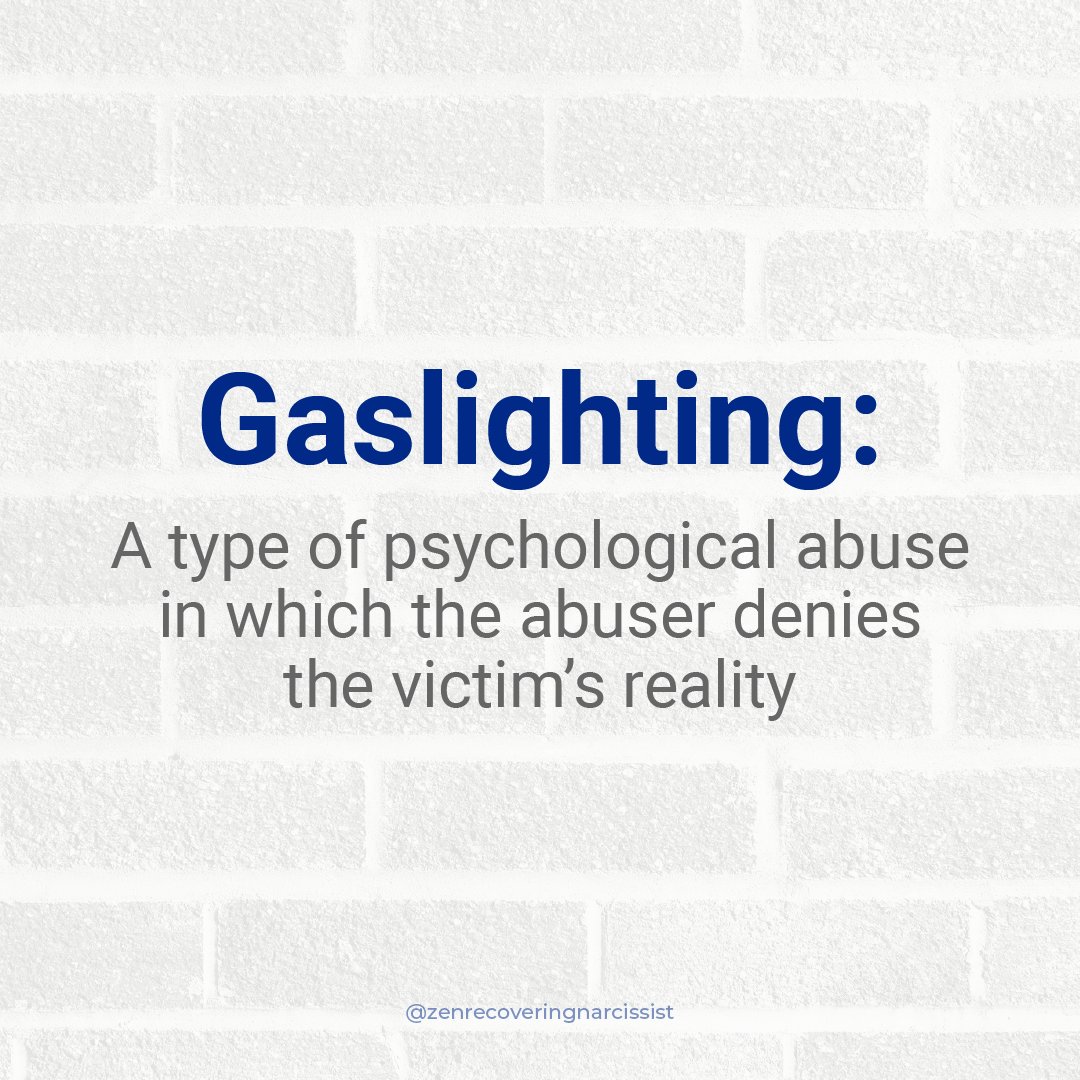 zennarcissist's tweet photo. Gaslighting is a way for a narcissist to justify all of his or her actions. If they deny your reality they can deny that they're causing you pain. Have you experienced this before? Share your stories below. https://t.co/Cw1gYePnQH