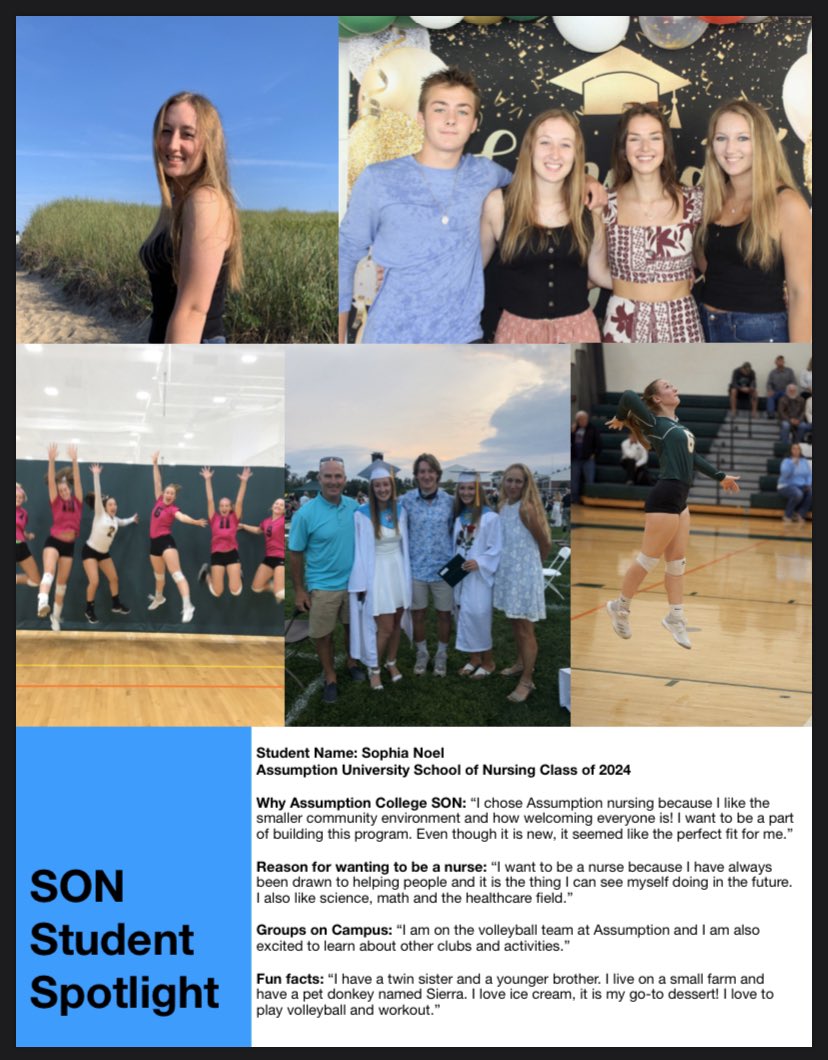 AssumptionURN's tweet image. Updated Version: SoN Spotlight Sophia Noel ‘24 by Peer Mentor Sarah Masciarelli ‘23 💙😷🐾