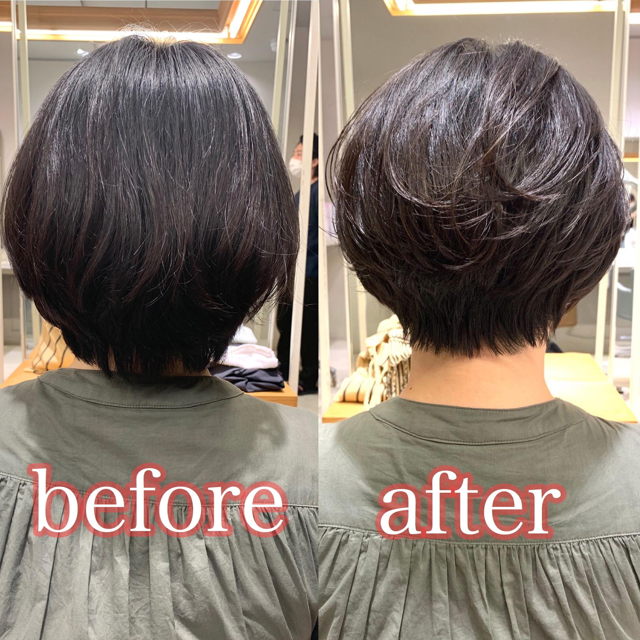 境勇人 Sacaiショート お客様before After 襟足が伸びて ボテっとして見えるヘアスタイルを メリハリのある くびれショート にカットしました ショートヘア ショートカット ショートボブ ヘアスタイル 髪型 米倉涼子 波瑠 辺見えみり