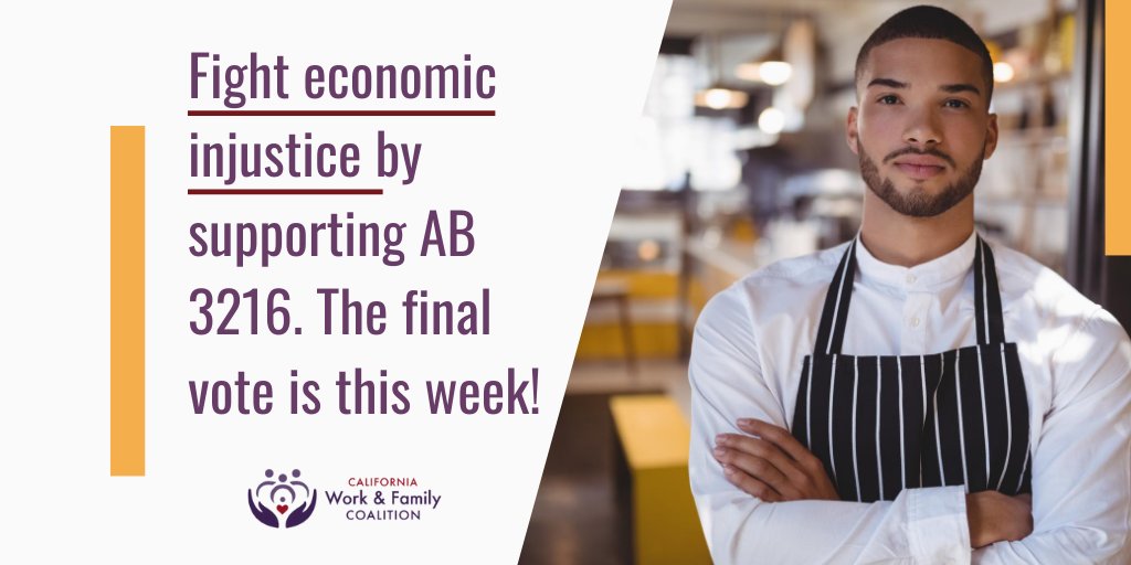 WorkFamilyCA's tweet photo. AB 3216 will provide a #rightofrecall and retention for long-time workers who have been laid off in the heavily COVID-impacted industries of hotels, airport hospitality, event centers, and building services. Urge your State Senator to vote YES on #AB3216! https://t.co/fNpl9jl11Z https://t.co/rN0GxiVSEt