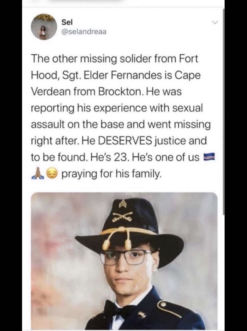 veiga508's tweet photo. I was supposed to go on a lil vacation but that’s looking slow so I’ll go to Fort Hood &amp; help Find Elder .. I was a solider so there gotta be a way I can help https://t.co/i2oMRVcB27