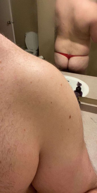 Look at this loser wear a woman&rsquo;s red thong 😂 I wish I could yank it up his poor defenseless ass 😂😂😂😂