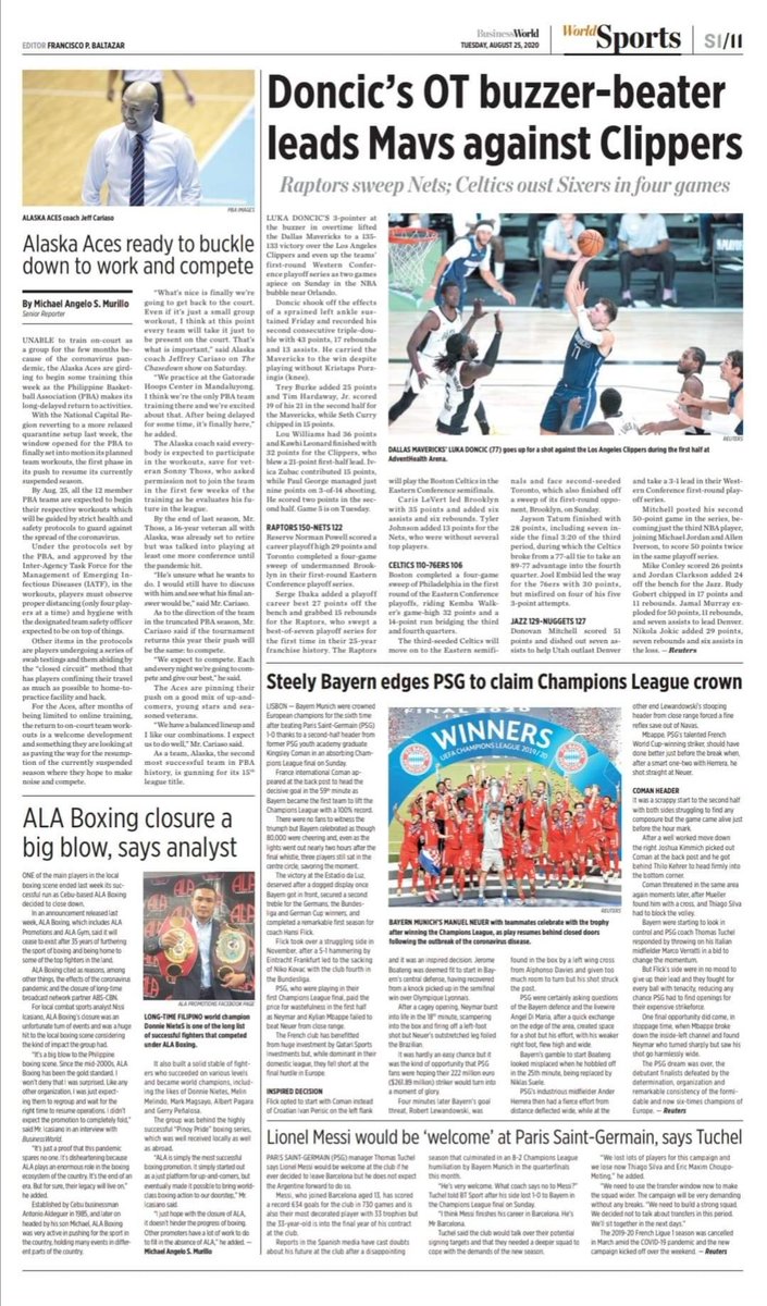 Nissi_Icasiano's tweet photo. Grab a copy of the August 25, 2020 edition of @bworldph at your nearest newsstands today. Shared my thoughts on the closure of ALA Boxing in an article written by the one and only @bakel3210! #ALABoxing #boxing #SalamatALA https://t.co/3LyNZTJ136
