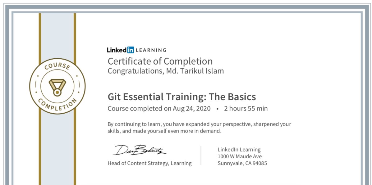 tarikul711's tweet image. Completed a new course from Linkedin.
#100DaysOfCode #github #LinkedIn #Coding #programmer #programming #certification