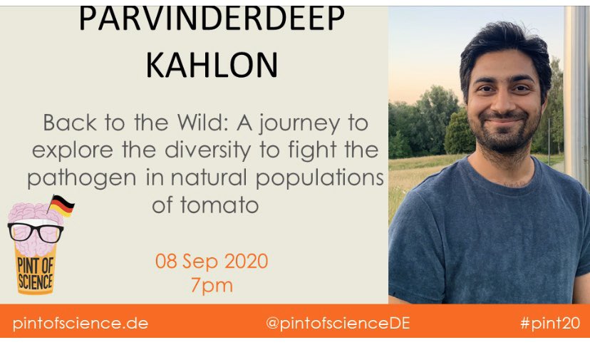 ParvinderKahlon's tweet image. Join me virtually for pint of science event #pint20 #pintofscienceDE #pint20DE with your beer on 8.sep.2020 at 7 pm (GMT+2) where i will talk about wild tomato and its fight against pathogens.
Details to login for the event will follow soon!! #scicomm