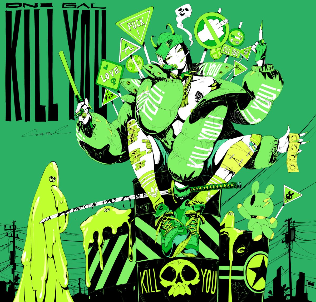 「シリーズ化してるけど。。。
この画風は描いてて楽しい!(^^)!
#killyo」|GODTAIL｜個展/ 神戸三宮 8月末までのイラスト
