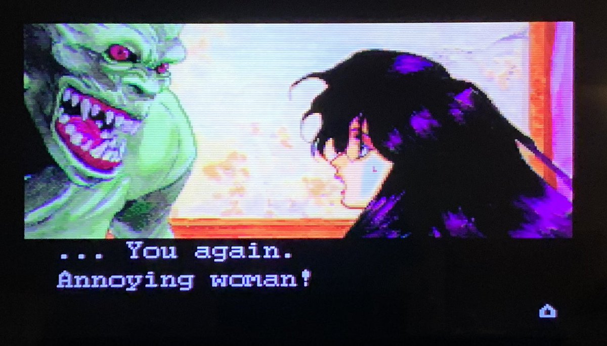 silentfanatic's tweet image. Ain’t that always the way? You get transfigured into a ghoul by eldritch knowledge and your harpy of a girlfriend insists on tracking you down. #retrogaming #laplacenoma #victokai