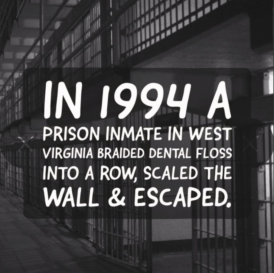 DentistryTfi's tweet photo. #prisoninmate #WestVirginia #braided #dentalfloss #prisonescapee #jailbreak https://t.co/0wcfkIjphV