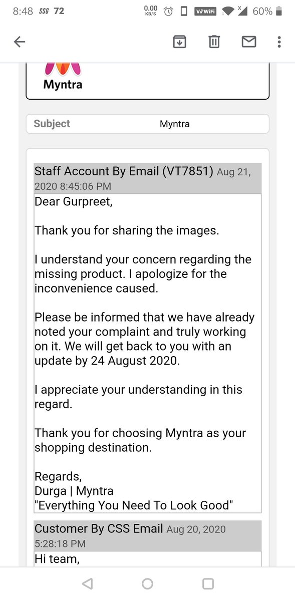 Gurpreet1502's tweet photo. @myntra @MyntraSupport Check this how make your customers fool to wait 5 days and at 6 th day you closed his open query without any justification and clarification

Where is my product? https://t.co/bxKCugHllp