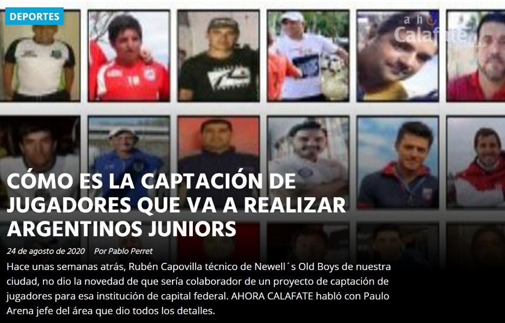 Cómo es la captación de jugadores que va a realizar Argentinos Juniors 

ahoracalafate.com.ar/contenido/2051…