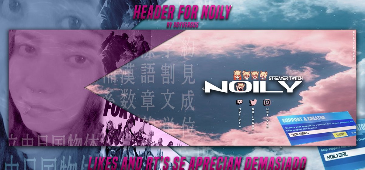 veeersus's tweet photo. ☑️ Header for @NoiLy6od by SoyVersus espero que te guste demasiado!
🔥Likes and RT's se aprecian demasiado!
➡️DM si te interesa algun trabajo no cobro mucho.
#GFXDesigner #SoyversusArt https://t.co/RTFoB32Xd6