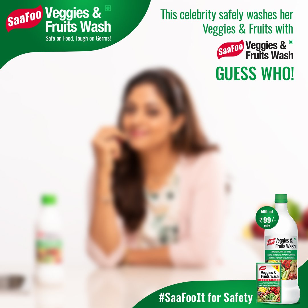 SaafooIndia's tweet photo. This awesome celebrity knows to #SaaFooit for the safety of her family! Can you guess who she is?
#ShopNow: https://t.co/a9HnnK6llj
#SaaFooit #EatHealthy #HealthyCooking #Cooking #SafeCooking #WashVegetables #VeggiesWash #SafeVegetables #SafeFruits #HealthyLifestyle https://t.co/6RMKnjcN1a