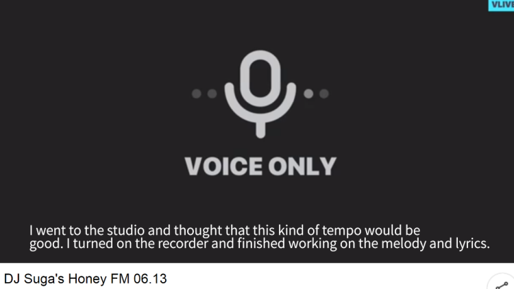 Jungkook even talked about the writing process of "Still With You" during an episode of DJ Suga's Honey FM.He included the process itself in the lyrics:"With no light in this dark roomI shouldn't get used to itThe low-pitched sound of this air conditioner"