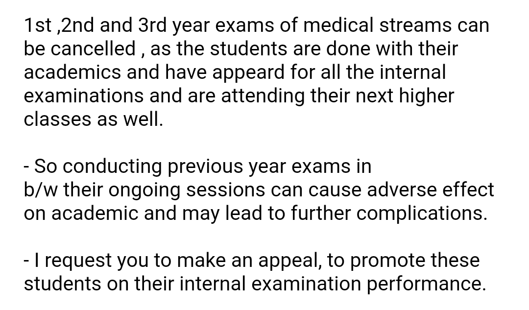 AbhinavWtweets's tweet photo. Medical 1st ,2nd and 3rd year examination can be cancelled.. @MSWA123 @masu4justice @IMyuvasena @SardesaiVarun @SiddharthSIngle @Pravinraje_rade https://t.co/V1dqCyg30m