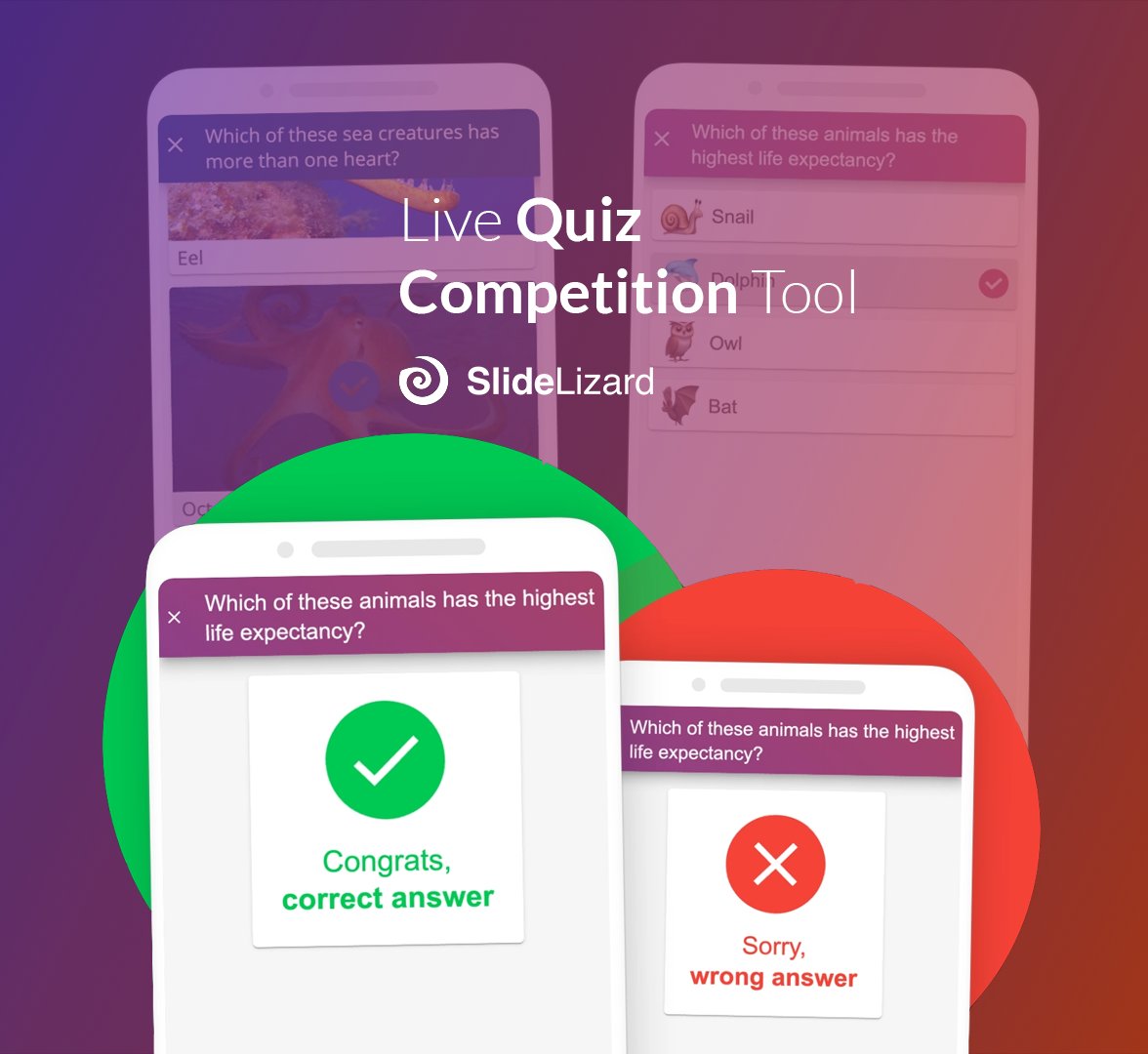 SlideLizard's tweet photo. Have you already checked out SlideLizard's Quiz Competition Tool? 
This tool gives you the possibility to ❓ quiz your attendees at the end of a presentation to see how much they remember and much more 😊⬇️

https://t.co/jNVnYzPvvG
#slidelizard #PowerPoint #quiz #competition https://t.co/kiReJl9So1