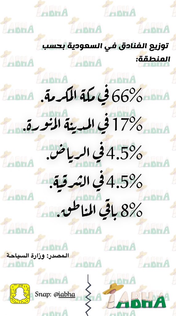 8٪ من الفنادق في السعودية تتوزع على تسع مناطق
#ابها