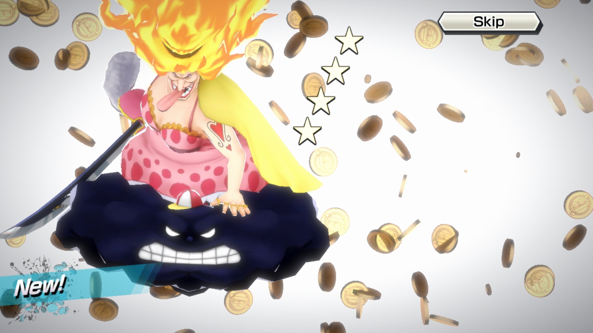 One Piece バウンティラッシュ 公式 新キャラクター紹介 食いわずらい シャーロット リンリン 属性 青 スタイル ゲッター ウェディングケーキ求めて一直線 暴走するビッグ マム 敵の動きを止めてお宝を狙うゲッターだ 断続的にダメージと
