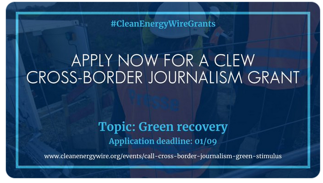 CarelMohn25's tweet photo. Please share with media colleagues:
Apply now for the #CleanEnergyWireGrants!
We welcome pitches worldwide from cross-border teams of #journalists reporting on #GreenRecovery
Deadline 1 Sept.
Get a maximum of 5000 Euros. https://t.co/liVoDl4UvJ
#energytransition #ClimateChange https://t.co/VCs8P357Yn