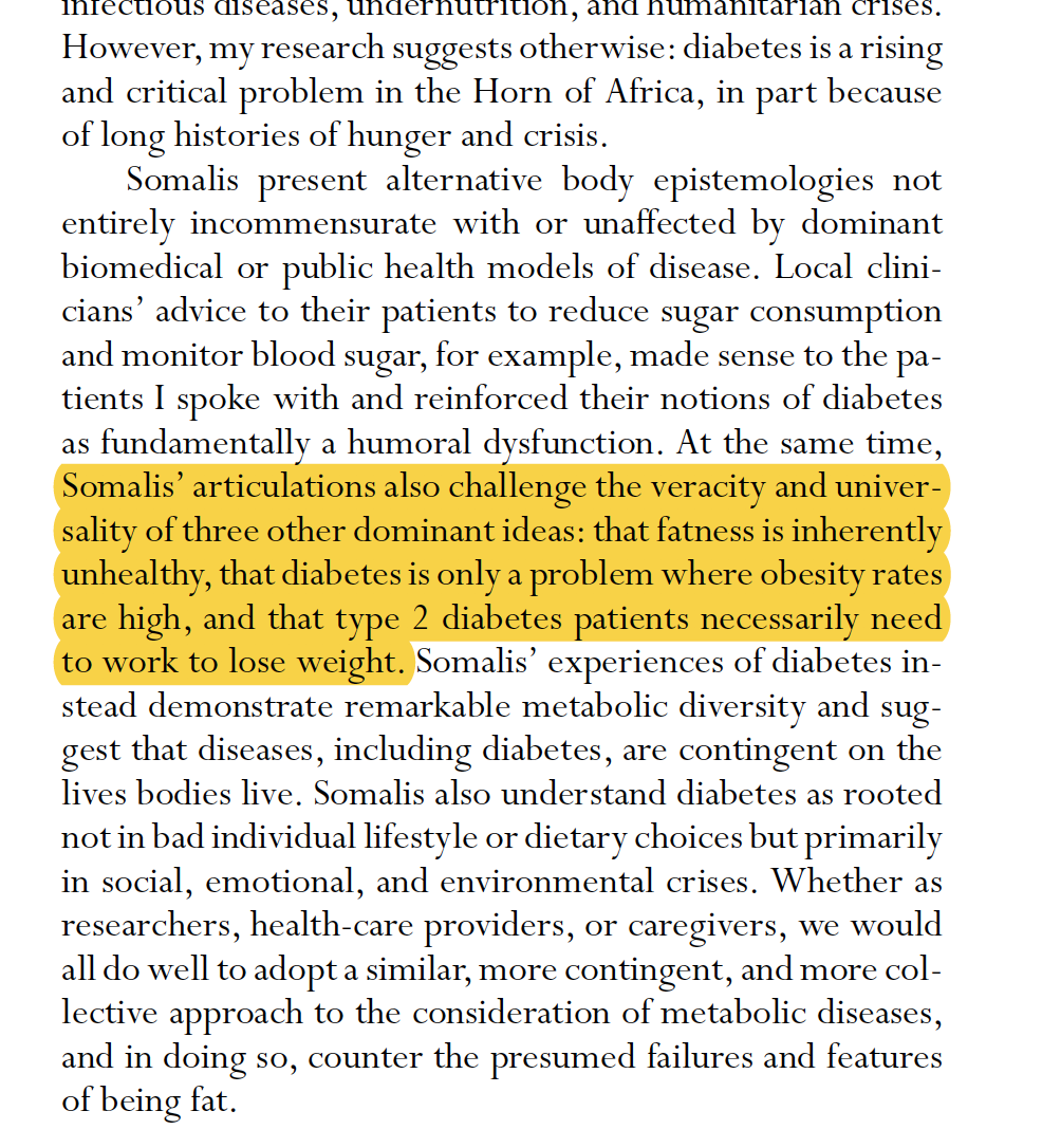 L. Carruth ( @anthrogirrrl) demonstrates how bodies cannot be separated from their embeddedness in social relations, questioning the prevailing public health narrative that obesity & diabetes map onto one another. "Rethinking Fatness, Rethinking Diabetes" https://anthrosource.onlinelibrary.wiley.com/doi/10.1111/aman.13440