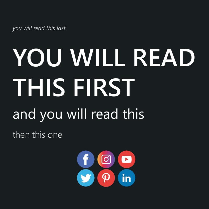 nd now you are reading this text. It proofs that size, font and placement make a big difference in the order in which content is read.

Think carefully about this when designing your content. Place the most important pieces in a place that is seen first.

#socialselling #sales