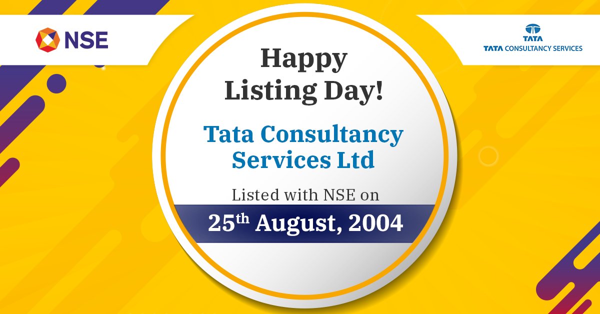 NSE India (@nseindia) on Twitter photo Congratulations to Tata Consultancy Services Ltd. on their anniversary of listing with NSE. <a href="/TCS/">Tata Consultancy Services</a> has won the 2020 SAP® Pinnacle Award in the category Integrated Delivery Partner of the Year, recognizing its outstanding contributions as an SAP partner. #ThisDayThatYear Congratulations to Tata Consultancy Services Ltd. on their anniversary of listing with NSE. <a href="/TCS/">Tata Consultancy Services</a> has won the 2020 SAP® Pinnacle Award in the category Integrated Delivery Partner of the Year, recognizing its outstanding contributions as an SAP partner. #ThisDayThatYear