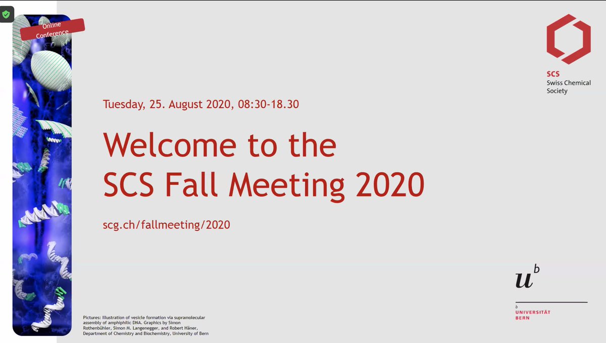 jovana_v_milic's tweet photo. @SwissChemistry #FallMeeting๐จ๐ญopens through a #virtual platform with an exciting #program ahead!๐๐ผ
โก๏ธhttps://t.co/Mvb5b7cKJ1
Great to see #youngSCS @SwissYoungChem welcoming the attendees ๐๐ผ - we are reminded to join the #GeneralAssembly this afternoon 12.30 - looking forward! https://t.co/otpFXirnKv