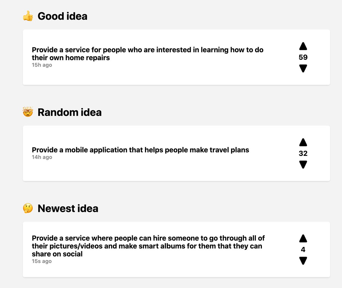 levelsio's tweet photo. ✨ Here's my first GPT-3 app: it generates new startup ideas and you can get early access here: https://t.co/Gn8bOsqqdE https://t.co/uuqDyNSi41