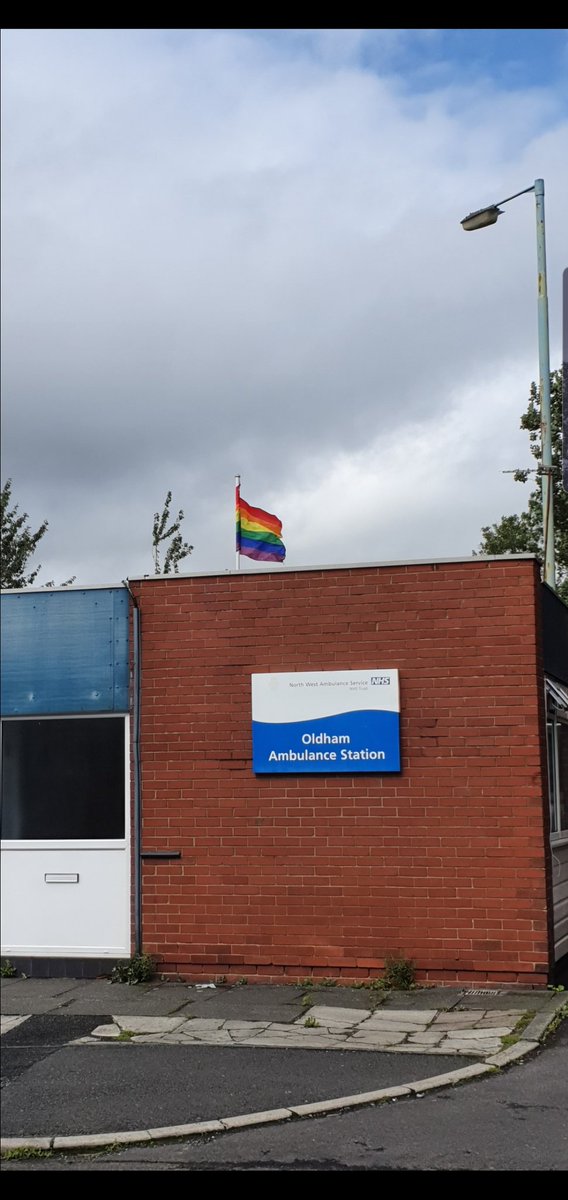 Oldham Ambulance Station flying the flag for Pride #PrideMonth2020 @NWAmbulance @NWAmb_GMControl