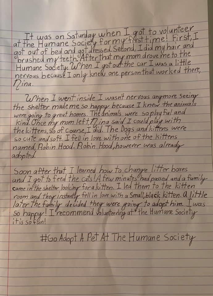 HSGSav's tweet image. Kaitlyn is one of our youngest volunteers at the adoption center and she wanted to share with us her experience with volunteering. Thank you for sharing and for your hair work, Kaitlyn! 💕🐾