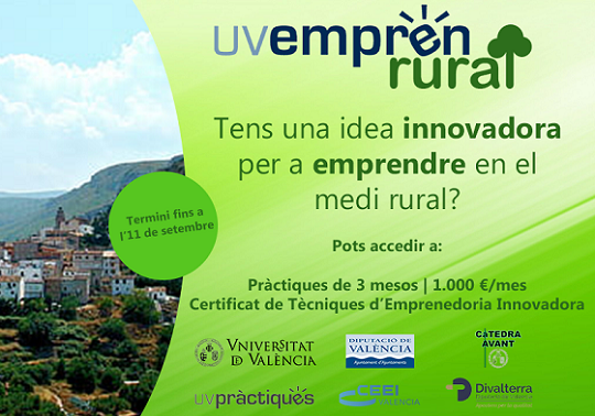 #CEEIValencia colabora con <a href="/UV_EG/">Universitat València</a> y la <a href="/dipvalencia/">Diputació de València</a>
para fomentar el #emprendimiento en zonas despobladas.
🔘 #EmprénRural: Programa en #emprendimientorural para universitarios con becas y prácticas en municipios de #Valencia con riesgo #despoblamiento
bit.ly/34uzeZo