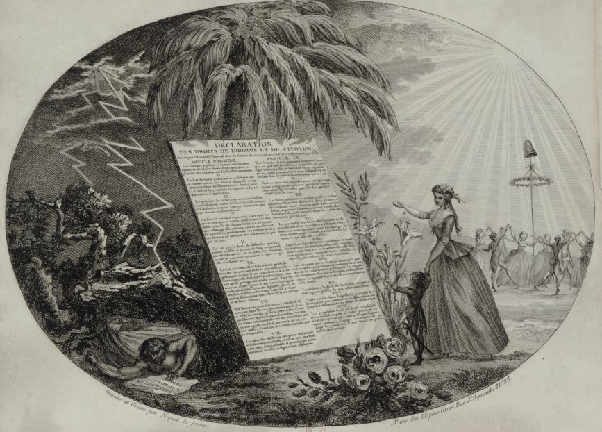 #CeJourlà...Le 26 août 1789, l'Assemblée constituante adoptait la Déclaration des droits de l'homme et du citoyen. Sur cette eau-forte de Claude Niquet, les Lumières foudroient les droits féodaux ! =>c.bnf.fr/KPD