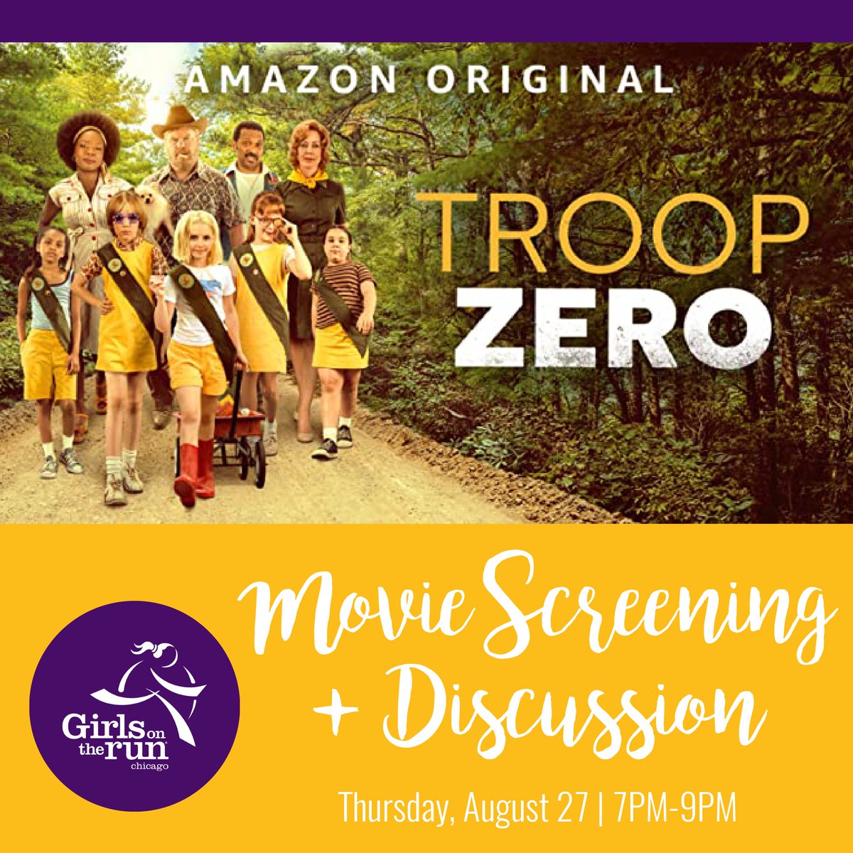 Join us for a virtual movie night! We'll be watching Troop Zero, a movie about being yourself and proud of who you are. So grab your favorite pj's a stuffed animal, and register using the link docs.google.com/forms/d/e/1FAI… to get the movie invite!